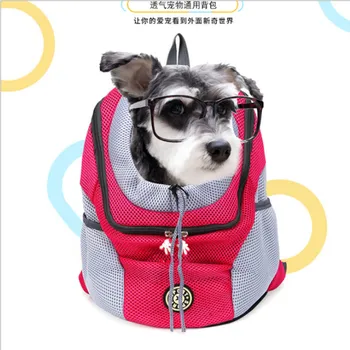 הכלב המוביל תיק תרמיל עבור הכלבים/חתולים כפול כתף נייד נסיעות תרמיל חיצוני לאוורר נושאת תיק נסיעות להגדיר