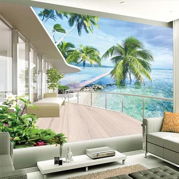 תמונת טפט הוואי וילה מרפסת נוף ציורי קיר ציור קיר בסלון טלוויזיה ספה רקע קיר לעיצוב הבית המסמכים דה Parede