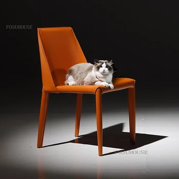 איטלקי מינימליסטי אוכף כסאות אוכל הביתה כיסא מעור אור יוקרה ארגונומי מעצב האוכל כיסא מסעדה רהיטים