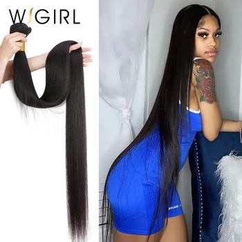Wigirl ישר 28 30 32 40 אינץ ' רמי ברזילאי שיער שזירות שיער אנושי חבילות צבע טבעי 100% שיער אדם סיומת Tissage