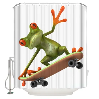 בעלי חיים מצחיקים וילון מקלחת קריקטורה מצחיק צפרדע ילדים חדר מקלחת מסך עמיד למים וילון עיצוב הבית עם ווים Banheiro