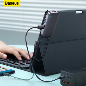 Baseus USB C רכזת מתאם 4K@30Hz-HDMI תואם USB 3.0 SD TF כרטיס רכזת מתאם עבור iPad Pro Macbook Pro אוויר תחנת עגינה