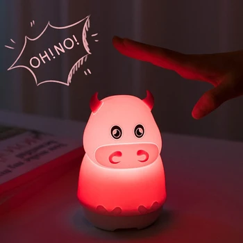 יצירתי קריקטורה פרה לילה מנורה אלחוטית BT5.0 רמקול עם צבעוני אור מיני נגן הלחץ צעצוע מתנה בשביל הילד