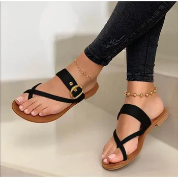 MCCKLE נשים סנדלים בקיץ נעליים קליפ אצבע מקרית אבזם בנות שקופיות אופנה נעלי החוף נקבה דירות נעלי כפכפים חדשים