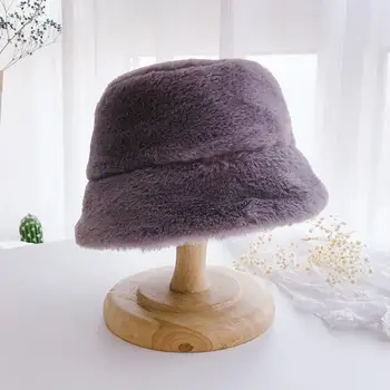 יפה מסוגנן Coldproof קטיפה כובע דלי סתיו חורף ילדים דלי כובע Faux פרווה מינק בשביל ללבוש יומיומי