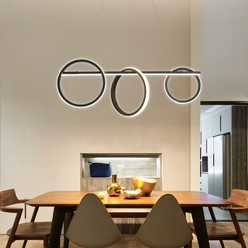 העתק מנורת LED מודרנית בסגנון ארט דקו נברשת האוכל, חדר השינה, הסלון מעגל שחור התקרה במטבח האי תאורה
