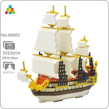 YZ 66501 פיראט הים הקאריבי ספינה סירות מפרש דגם DIY מיני יהלומים אבני בניין לבנים צעצוע לילדים מתנת אין קופסא