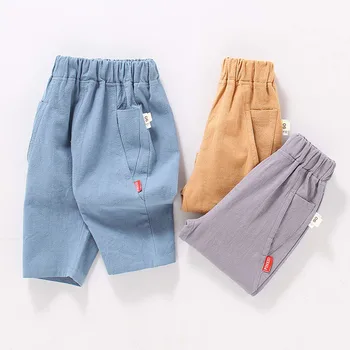 בנים התינוק Capris קיץ בגדי ילדים יתוש מניעת מכנסיים מזדמנים אופנה בנות מוצק צבע בד המכנסיים.