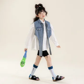 בנות חולצות לבנות בגיל ההתבגרות קוריאנית מקסימום דנים Pactwork מסוגנן אביב סתיו ילדים החולצה 12 ל-14 שנים.