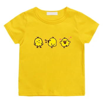 חמוד Kiiroitori צהוב אפרוח הדפסת חולצה 100% כותנה קיץ מזדמן חולצת טי עבור בנים/בנות ילדים נוח Tshirts