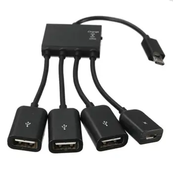 4 יציאת מיקרו USB HUB 2.0 4 1 OTG רכזת כוח כבל מתאם טלפון נייד תמיכה בטעינה העברת נתונים עבור טלפון אנדרואיד