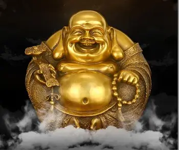 נחושת טהור, מאיטריה הבטן בודהה הסלון בבית קישוטים Ruyi בודהה קישוטים מלאכת יד