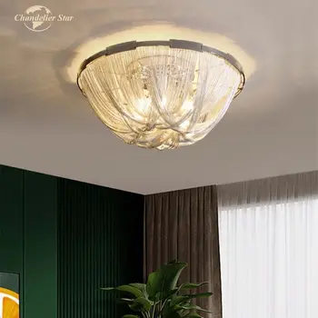 מודרני תקרות עם תאורת LED אלומיניום יוקרתי שרשרת ציצית מתכת Flushmount חדר שינה סלון חדר האוכל נברשות תאורה