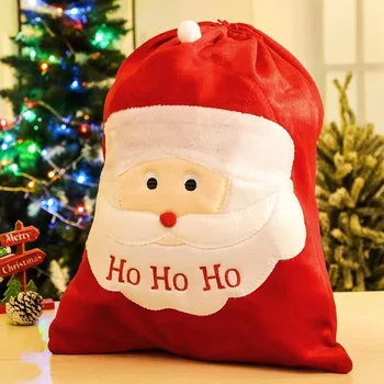 2023 חג המולד גדולות סנטה קלאוס מתנות שקיות עם שרוך כבל אדום קטיפה מתנה שק שקיות מתנה צעצועים שקיות אחסון