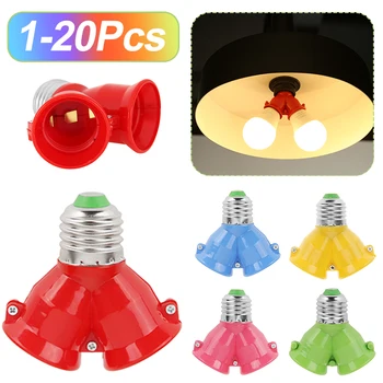 1-20Pc E27 כדי 2E27 אור LED בסיס מנורת הנורה שקע בעל מפצל מתאם מנורה מחזיק שקע הנורה בעל סלון חדר שינה