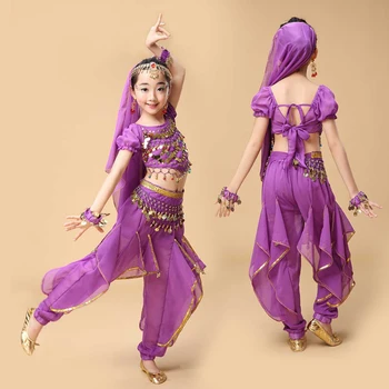 חדש בעבודת יד לילדים ריקודי בטן תלבושות ילדים ריקודי בטן בנות בוליווד ההודי ביצועי ריקוד בד 8 צבעים