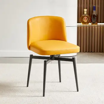 איטלקי יוקרה מעצב האוכל הכיסא בבית מודרני מינימליסטי מלון קפה שולחן איפור עור כיסא כיסא בר מסתובב
