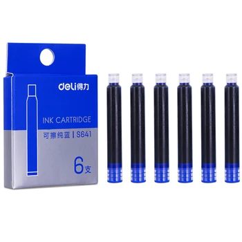 מעדנייה S641 פלדה עט ודיו שק כתיבה עטים ניתן למחיקה מעיין עט נובע מחסנית דיו (ניתן למחיקה כחול טהור)(6 יח ' /קופסה)