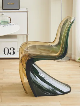 מכירה חמה אקריליק כיסא פלסטיק ביתיים כיסא האוכל המודרני פשוט שקוף הכיסא נטו סלבריטאים מעצב פן דונג הכיסא לאחור