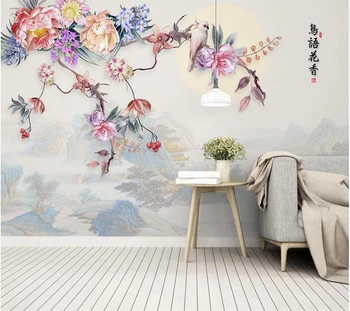מותאם אישית 3d טפט תמונה חדשה סיני מצוירים ביד פרח, ציפור נוף הטלוויזיה רקע קיר הסלון קישוט обои