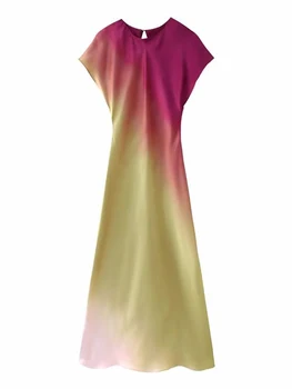 Mingmingxi אלגנטי לנשים זמן עניבה-צבע שמלות Midi מזדמן משרד ליידי משי שמלת מסיבת קייפ שרוול אופנה שמלות קיץ 2023
