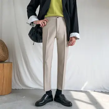 אופנה המכנסיים אדם באיכות גבוהה עסקי מזדמן המכנסיים האזיקים קוריאני סגנון לבוש, צבע מוצק אנכי התחתונה W38