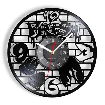 היפ הופ השראה ויניל LP שעון קיר צעיר במגמת מחול בסגנון לייזר חותך את קיר שעון ילד רון עיצוב אופנתי יצירות אמנות מתנות
