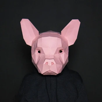Bouchikhi Cosplay חזיר ורוד מסכת 3D Papercraft נייר למבוגרים Maskking לביש ליל כל הקדושים מסכות מסכת תחפושות גברים DIY צעצועי מפלגה
