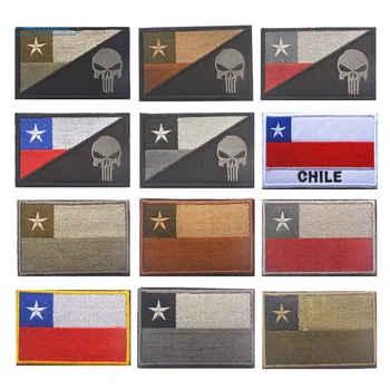 צ ' ילה הדגל הלאומי רקמה Hook&loop תיקונים צבאי חאקי-זית אפור באנר המעניש את המורל התג הסוואה רעיוני תיקון
