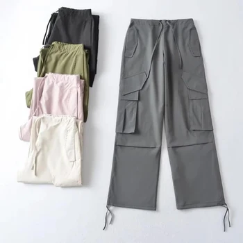 5 Multi-צבע אופנת רחוב רב בכיס מכנסי היפ הופ חופשי מצנח מכנסי דגמ 
