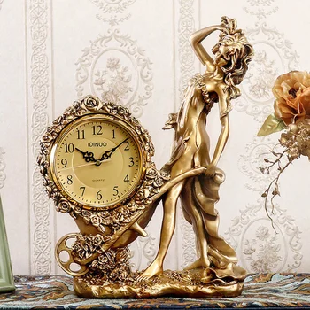 שרף רטרו שעונים שעון של שולחן אלת פסלון קוורץ אילם השולחן שעונים אירופאים עתיקים, עבודות יד שעונים בבית חיים עיצוב חדר