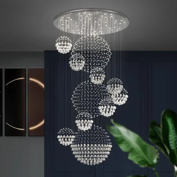 Jmmxiuz פאר מודרני נברשת קריסטל K9 LED גדול ספירלת החיים בחדר מדרגות מדרגות המנורה ראווה השינה מלון הול