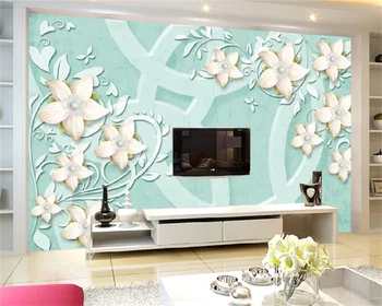 Wellyu טפט מותאם אישית חדש, סינית פשוטה האירופי בולט תכשיטי פרחים חיים יוקרה חדר השינה רקע ציור הקיר