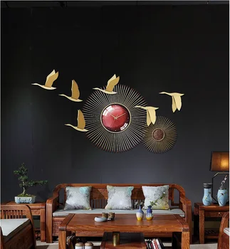 סינית חדשה ברזל יצוק ציפורים קיר שעון קיר אמנות בלובי המלון קיר מדבקת קישוט הבית-סלון קיר ציור קיר אמנות