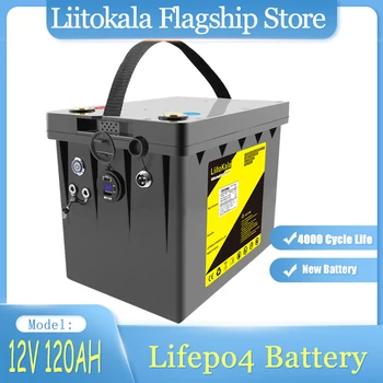 LiitoKala 12V 120Ah סוללת LiFePO4 12.8 V כוח בשביל RV החניכים עגלת גולף Off-Road Off-grid רוח השמש，QC3.0 Type-C פלט USB