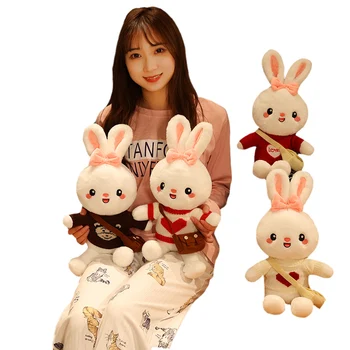 45cm Kawaii לחצות להתלבש ארנב קטיפה צעצוע בובת ארנב חמוד בובה עם תיק בית ספר לילדים/ילדה/מאהב מתנות יום הולדת