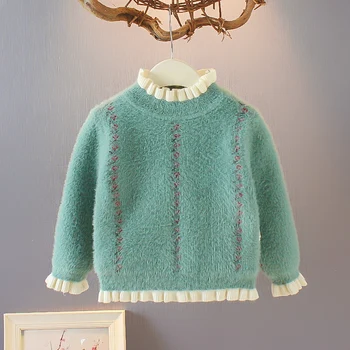 2-8yrs החורף התינוק בגדי ילדות סוודר pullovers חם מינק סוודרים מתוק חמוד נקבה ילדים צמרות בגדים ללבוש.