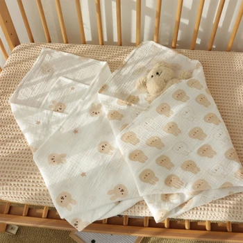 הדפסה שמיכת תינוק גזה מכותנה עטוף שמיכה לעטוף בשמיכה, מגבת תינוק ילד ילדה נייטרלי מגבת מתנה להולדת 066B