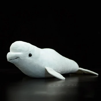 לוויתן בלוגה רך בובת צעצועי קטיפה Delphinapterus leucas בובת סימולציה חמוד הלוויתן הלבן מציאותי חיות הים מודל ילדים מתנה