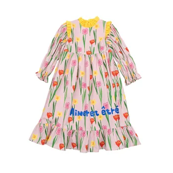 הבחורה בגדים 2023 חדש האביב הילדים שמלות לבנות תינוק חמוד חולצה חולצות כותנה נסיכה