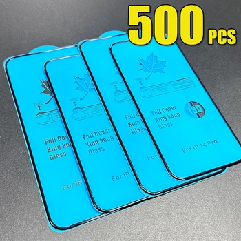 500pcs 18D כריות אויר מזג זכוכית 9H אנטי-הלם סרט מגן מסך עבור iPhone 14 Pro מקס 13 Mini 12 11 XS XR-X 8 7 6 פלוס SE