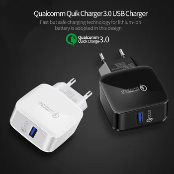 QC 3.0 מהיר USB מטען מהיר, מטען נסיעות עבור SAMSUNG A50 iPhone 6 7 8 פלוס Redmi הערה 7 Pro אותנו בריטניה תקע מתאם USB לשקע