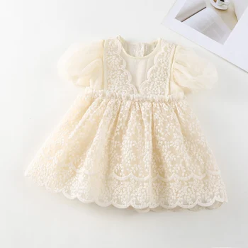 Sodawn 2023 הקיץ פאף שרוול רשת שמלת נסיכה קוריאנית סגנון יום הולדת התינוקת בגדי ילדים להתלבש