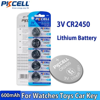 PKCELL באיכות גבוהה CR2450 3V סוללות כפתור ECR2450 DL2450 BR2450 KL2450 תא מטבע סוללת ליתיום עבור לצפות צעצועים מחשבון