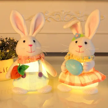 ארנב הפסחא עם אור Led ארנב קישוטים עבור המשרד הביתי מסיבת האביב קישוט אוזן ארנב צעצוע ילדים המסיבה מתנה אביזרים