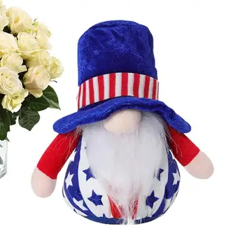 4 ביולי גמדים פנים בובה פטריוטי כוכבים ופסים Gnome הבחירות לנשיאות קישוט פטריוטי Gnome קטיפה בובות על