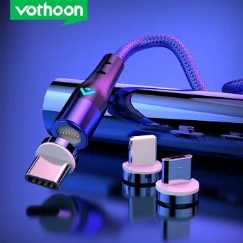 Vothoon מגנטי כבל טעינה מהירה מיקרו USB מסוג C כבלים עבור iPhone סמסונג Xiaomi מגנט מטען USB-C כבל כבל
