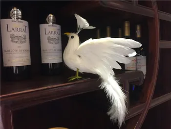 חמוד לבן סימולציה פניקס דגם קצף&נוצות כנפי ציפור בובה מתנה על 25x20cm