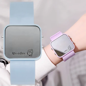 נשים מפורסמות שעונים דיגיטליים אופנה זוהר תלמידים ספורט שעונים אלקטרוניים בנות מתנות לילדים כיכר מראה שעון היד