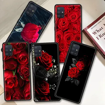 Case For Samsung Galaxy A51 A71 A02s A21s A31 A41 A11 A01 M30s m31 לאמת M51 שחור סיליקון funda טלפון כיסוי אדום בהיר רוז פרחים